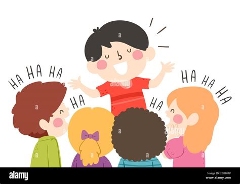Illustration Of A Kid Boy Comedian Telling Jokes To A Group Of Laughing