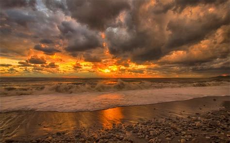 Cloudy Beach Sunset