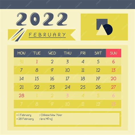 Premium Vector February 2022 Calendar The Font Used Is The Latest