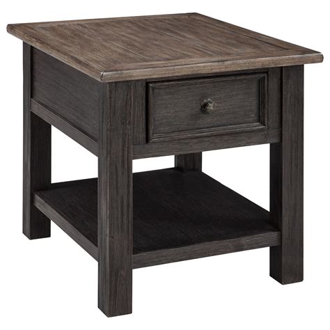 Signature Design By Ashley Tory Black Rectangular End Table With Drawer
