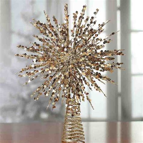 Gold Glittered Wire Starburst Tree Topper Tabletop Trees Christmas