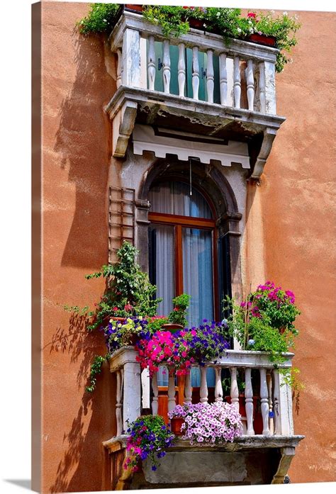 Italy Venice Window With Colorful Window Boxes Wall Art Canvas