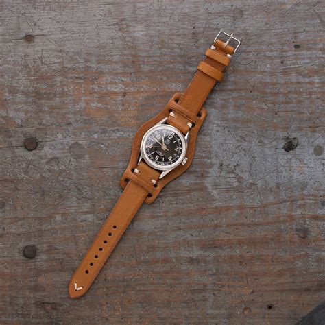 Vintage Watch Strap Full Grain Italian Leather With Bund Pad
