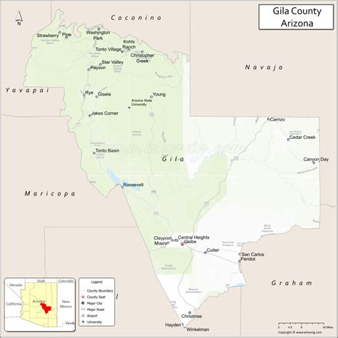 Map Of Gila County Arizona Where Is Located Cities Population