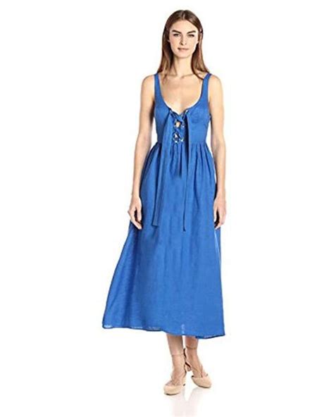 Mara Hoffman Lace Up Midi Dress In Blue Lyst