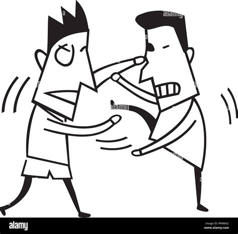 Cartoon Illustration Two Boys Fighting Hi Res Stock Photography And