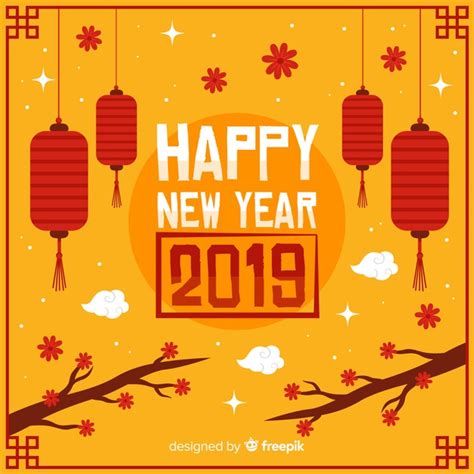 The new year of chinese is also referred to as the spring festival in some parts of china. Flat chinese new year 2019 background Vector | Free Download
