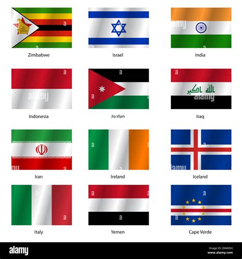 Set Flags Of World Sovereign States Vector Illustration Stock Photo