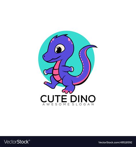Cute Dino Logo Design Mascot Colorful Royalty Free Vector