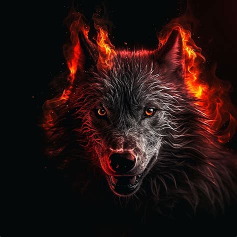 Premium Ai Image A Wolf With Flames On It