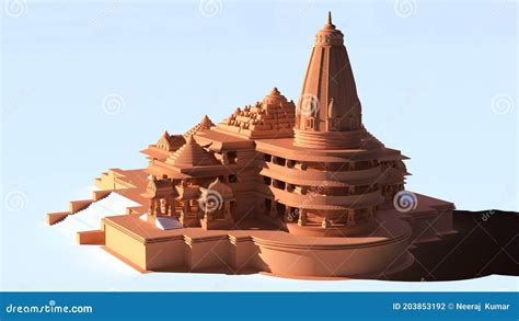 3d Renderd Model Of Shri Ram Temple In Ayodhya Stock Illustration