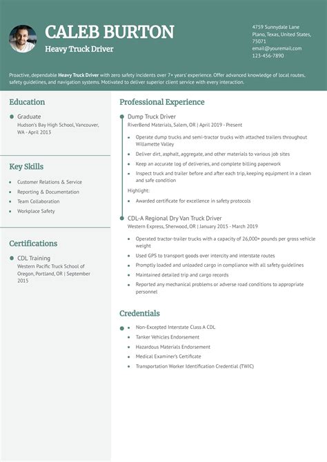 Truck Driver Resume Examples and Templates for 2024 - ResumeBuilder.com