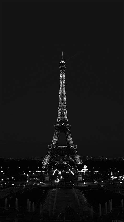 Ml79 Paris Night France City Bw Dark Eiffel Tower Paris Wallpaper