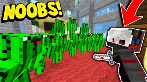 10 Cactus Noobs Vs 1 Murderer Minecraft Murder Mystery Trolling Youtube