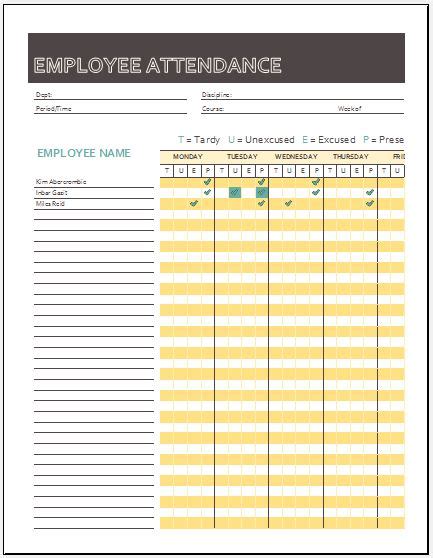 Monthly Attendance Sheet For Employees For Ms Excel