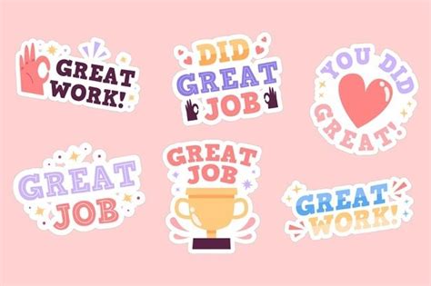 Free Vector Flat Design Good Job And Great Job Sticker Collection