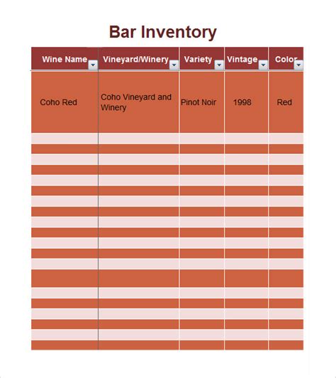 Liquor Inventory Spreadsheets