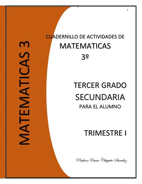 Cuadernillo De Actividades De Matemáticas Tercer Grado De Secundaria