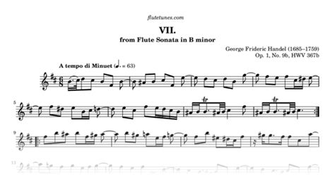 Twenty fingers — recuar o tempo. A Tempo di Minuet from Flute Sonata No. 9b in B minor (G.F. Handel) - Free Flute Sheet Music ...