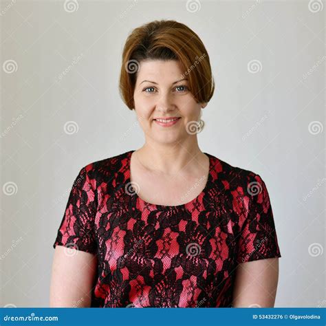 Portrait Of A Woman In Red Dress Stock Photo Image Of Emotions
