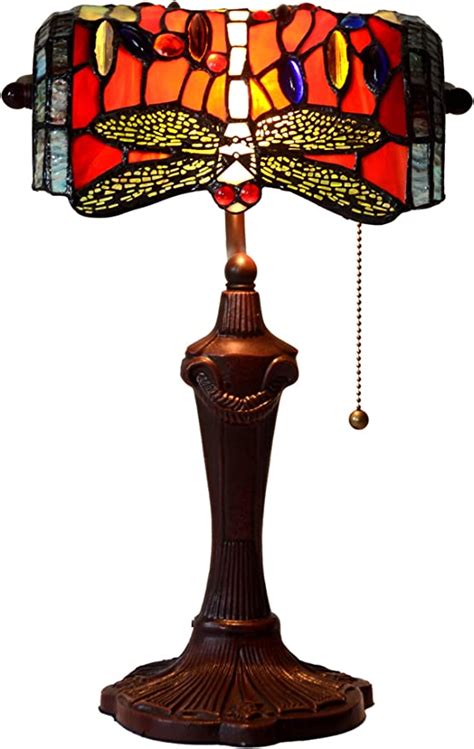 Ht Tiffany Style Traditional Bankers Desk Lamp Dragonfly Stained