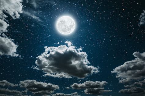 Ciel De Nuit Avec étoiles Lune Et Nuages éléments De Cette Image