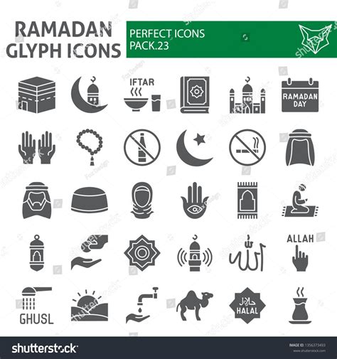 Ramadan Glyph Icon Set Islamic Symbols Collection Vector Sketches