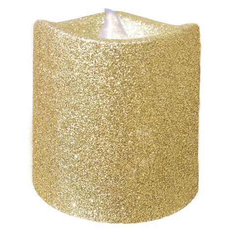 Buy 8cm Led Glitter Candle Gold Online At Cherry Lane