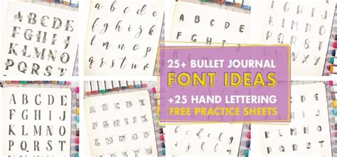 Best Bullet Journal Font Ideas Free Lettering Practice Sheets