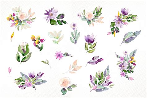 May Flowers Watercolor Floral Set Hand Painted Clipart And Etsy