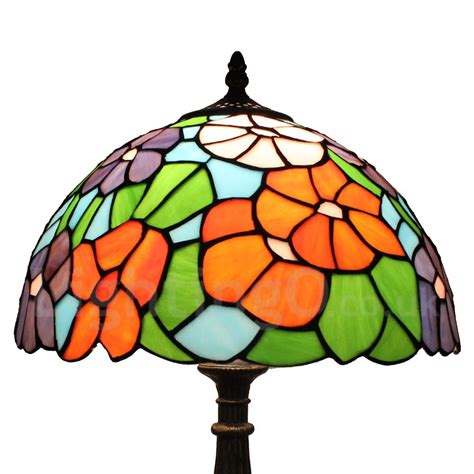 Diameter 30cm 12 Inch Handmade Rustic Retro Stained Glass Table Lamp Colorful Flower Pattern