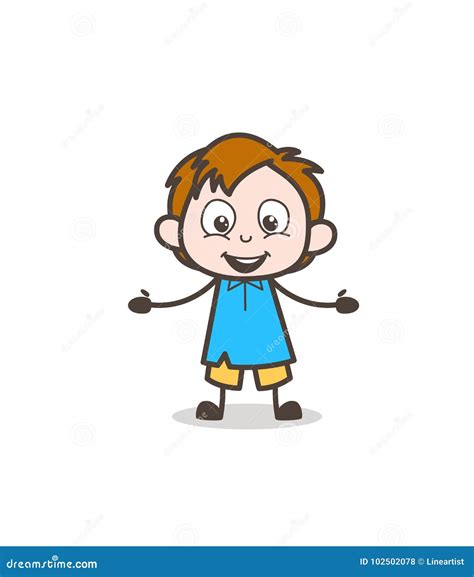 Joyful Little Boy Cute Cartoon Kid Vector Stock Illustration