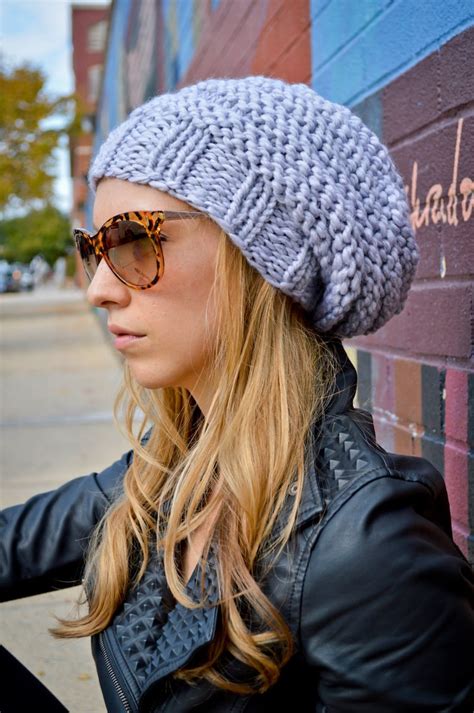 Slouch Beanie Choose Color Womens Hand Knit Slouchy Hat Etsy