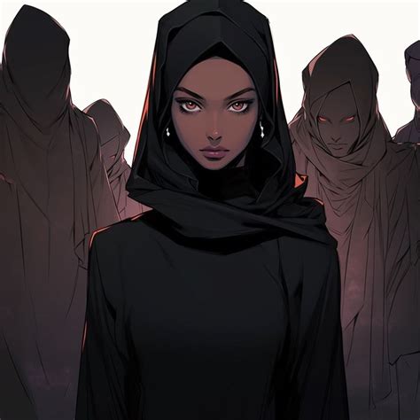 A Woman In Black Is Surrounded By Other Women Wearing Headscarves And Hoods