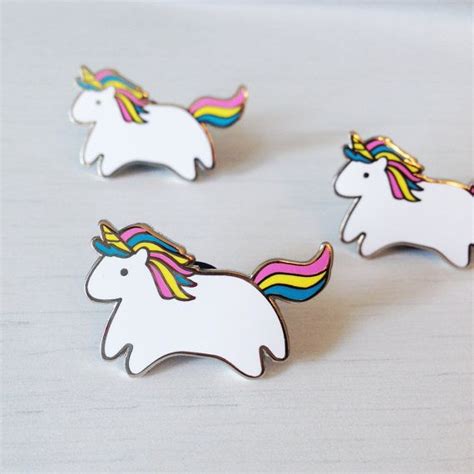 Baby Unicorn Hard Enamel Pin Silver Metal Lapel Badge Cute Rainbow