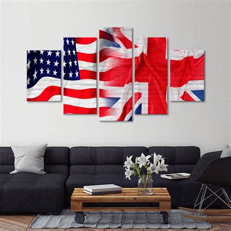 Usa And British Flag Multi Panel Canvas Wall Art Elephantstock