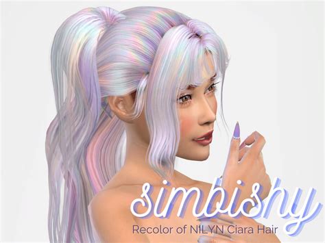 The Sims Resource Holographic Rainbow Hair Recolor Of Nilyn Ciara Hair