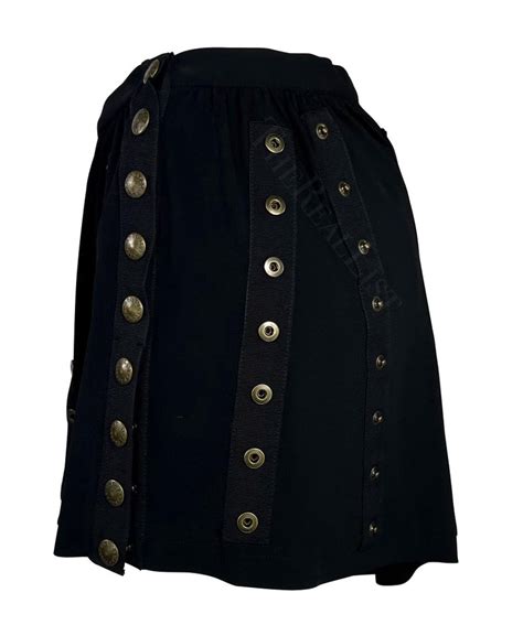 Ss 2003 Dolce And Gabbana ‘sex And Love Black Snap Wrap Stretch Jersey Mini Skirt For Sale At