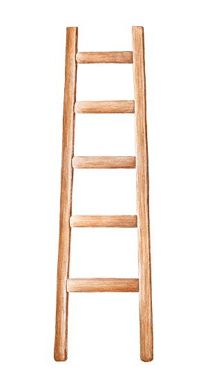 Wooden Ladder Watercolour Symbol Of Process Growth Strength Start Up
