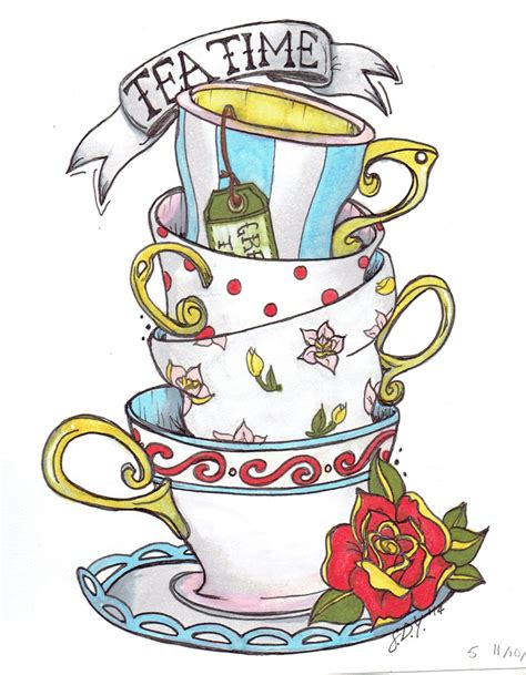 Alice In Wonderland Drawings Tea Cup Drawing Alice In Wonderland Artwork