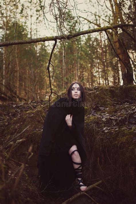 Beautiful Girl Witch Conjures In The Woods Stock Image Image Of Lake Fantasy 109980863