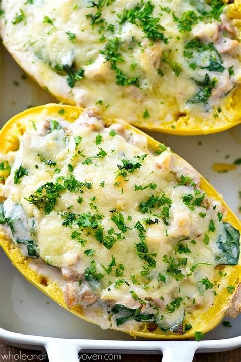 Enjoy Chicken Alfredo Lightened Up In These Cheesy Spinach Loaded
