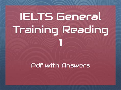 Ielts General Training Reading 1