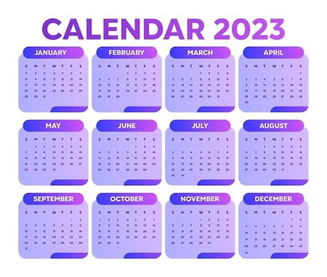 Premium Vector Gradient 2023 Calendar Template With Purple Color
