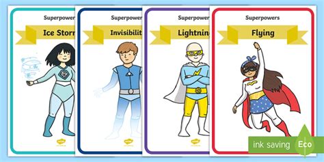 Superhero Special Powers Display Posters