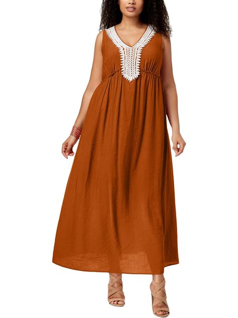 Ny Collection Womens Plus Sleeveless V Neck Maxi Dress