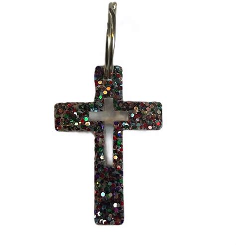 Adorable Glitter Cross Keychain Etsy