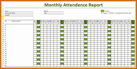 7 Monthly Attendance Sheet Template Sampletemplatess Sampletemplatess