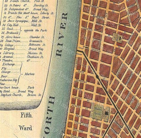 1807 Historic New York City Map Plan Restoration Hardware Style Lower