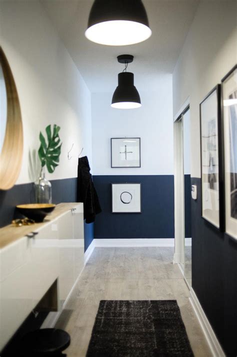 Check spelling or type a new query. Long condo entryway with navy blue lower half walls #Hallwayideas | Small condo decorating ...
